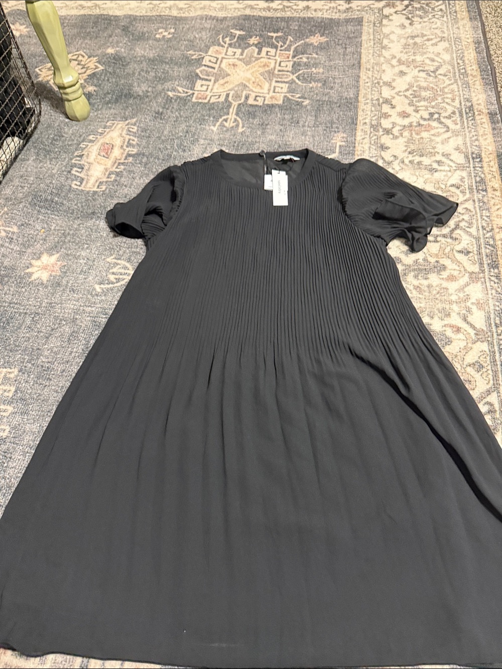 Naked Zebra Black Pleated Midi Dress